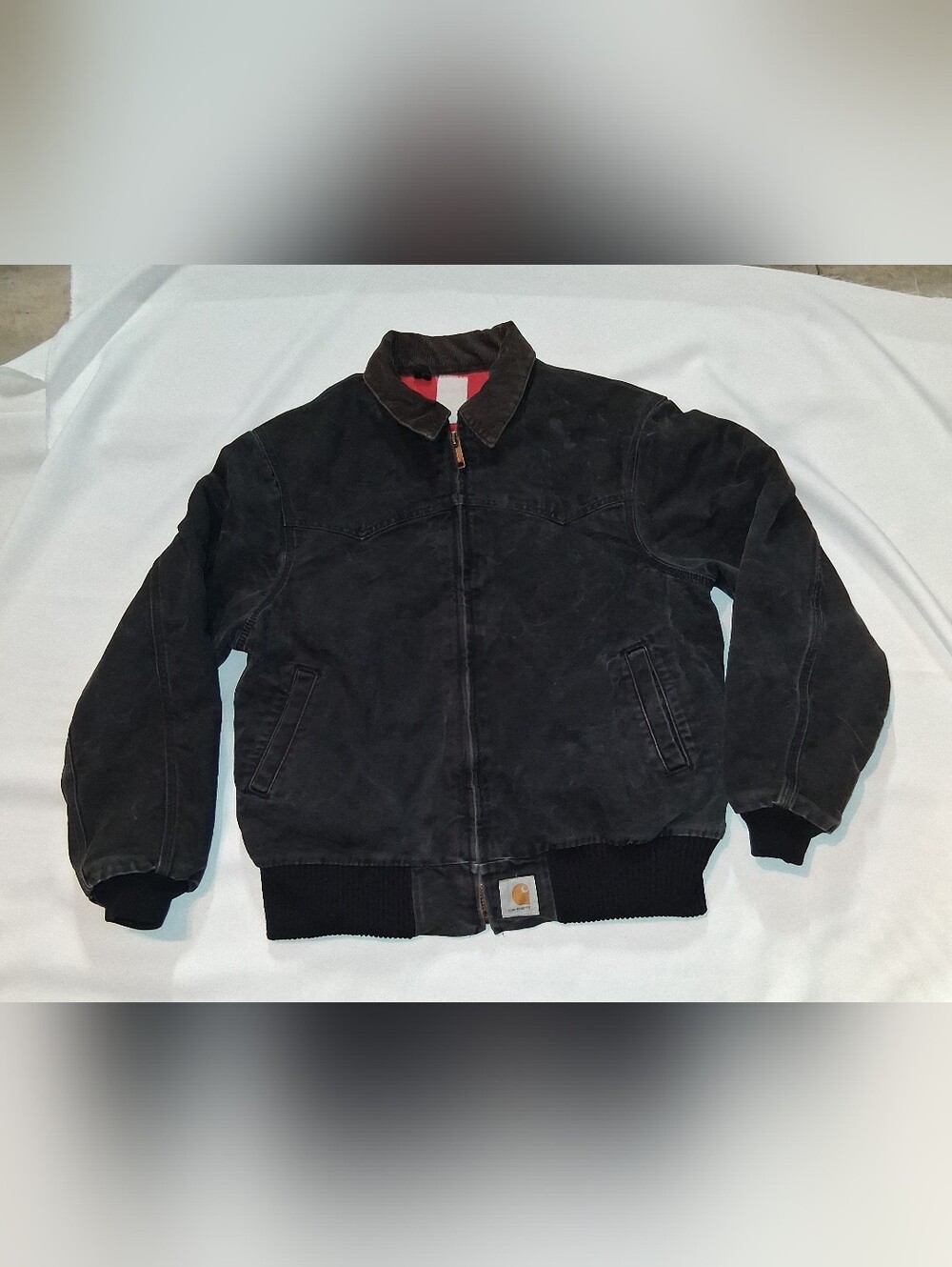 Vintage Santa Fe Carhartt Black Workwear Jacket with Brown Corduroy Collar